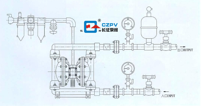 氣動(dòng)單向隔膜泵的安裝圖