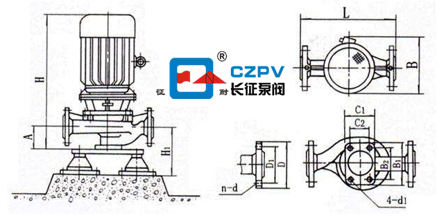 立式管道離心泵的安裝圖