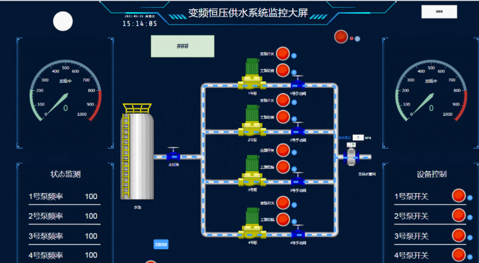 物聯(lián)網(wǎng)水泵監(jiān)控大屏幕